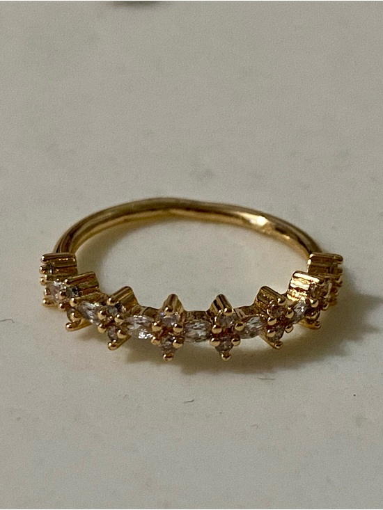 Jewelry - Gold Crystal Accent Women's Ring - Elegant Marquise Cluster